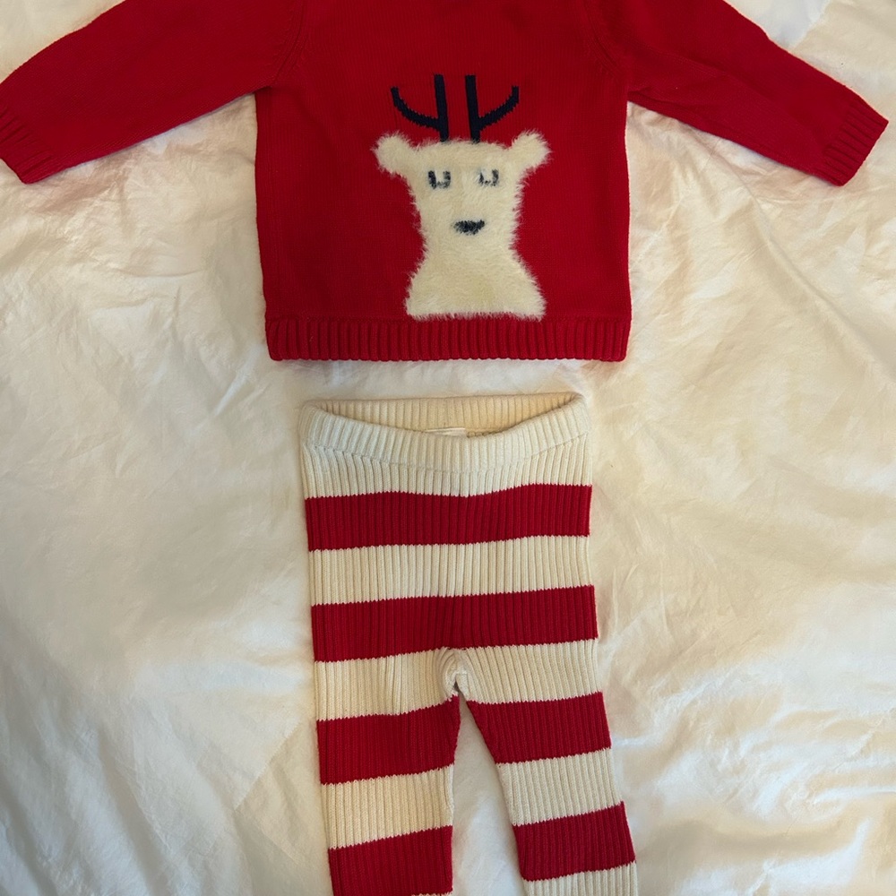 Hanna Andersson Festive Red Sweater with Antler Design